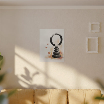 River Stones Canvas Art | Autumn Zen Enso Art