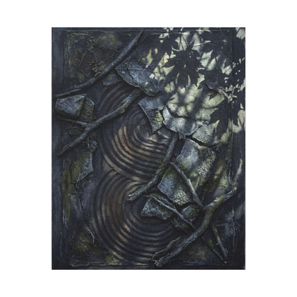 Rock Garden Canvas Art | Winter Dark Japandi Dark Texture Art