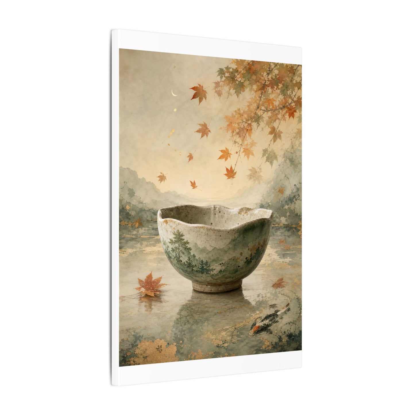 Autumn Ceramic Bowl Watercolor Canvas Art | Cozy Decor