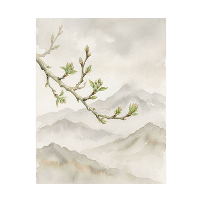 Overcast Mountain Mist Wall Art Print - Japandi Mono No Aware