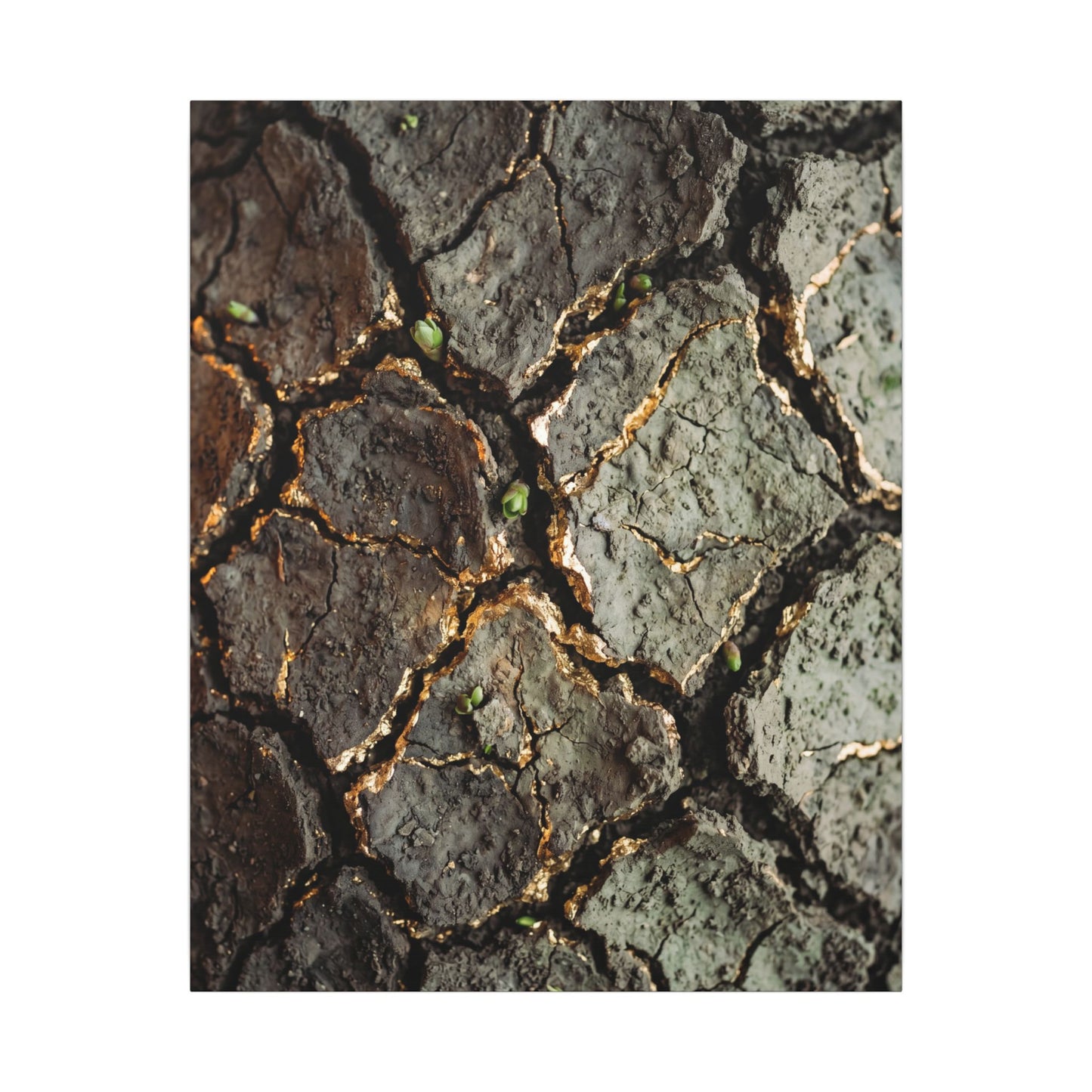 Earthy Cracked Earth Canvas Art - Japanese Pattern Japandi