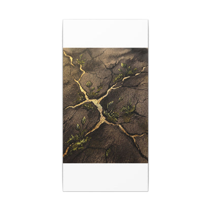 Spring Cracked Earth Charcoal Ink Canvas Art | Luxurious Decor