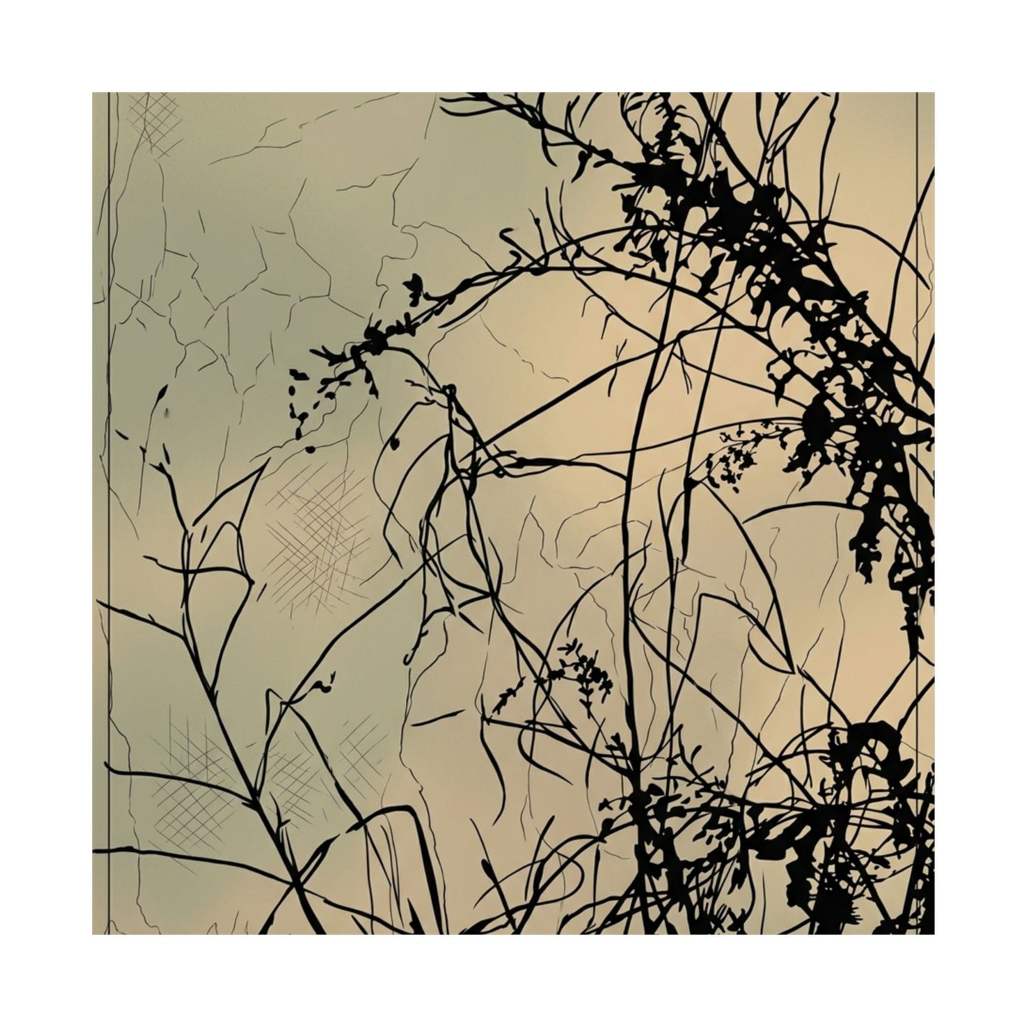 Golden Hour Shadow Play Wall Art Print - Japandi Mono No Aware