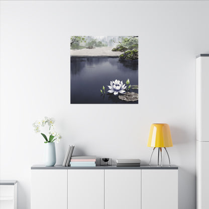 Lotus Flower Karesansui Canvas Art | Tranquil Zen Art