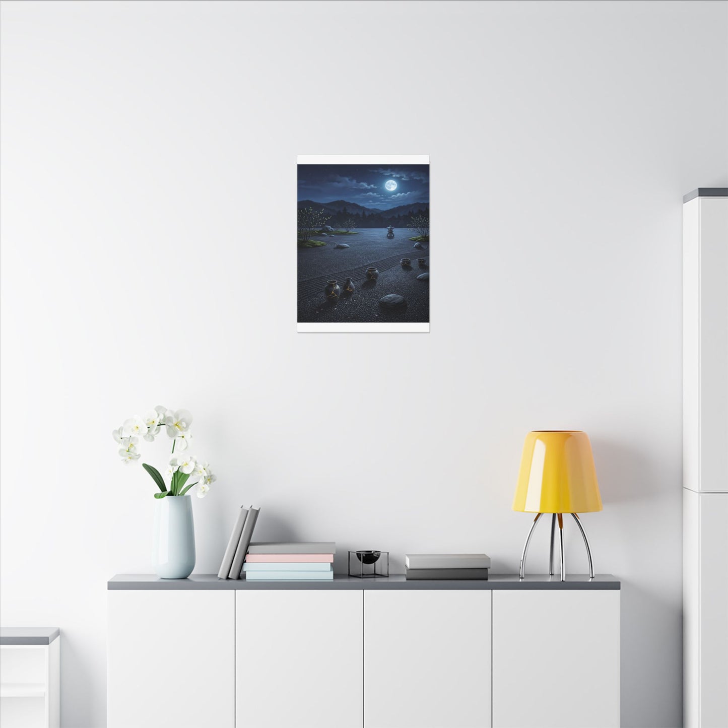 Kintsugi Moonlit Garden in Moonlight | Gold Repair Canvas Art