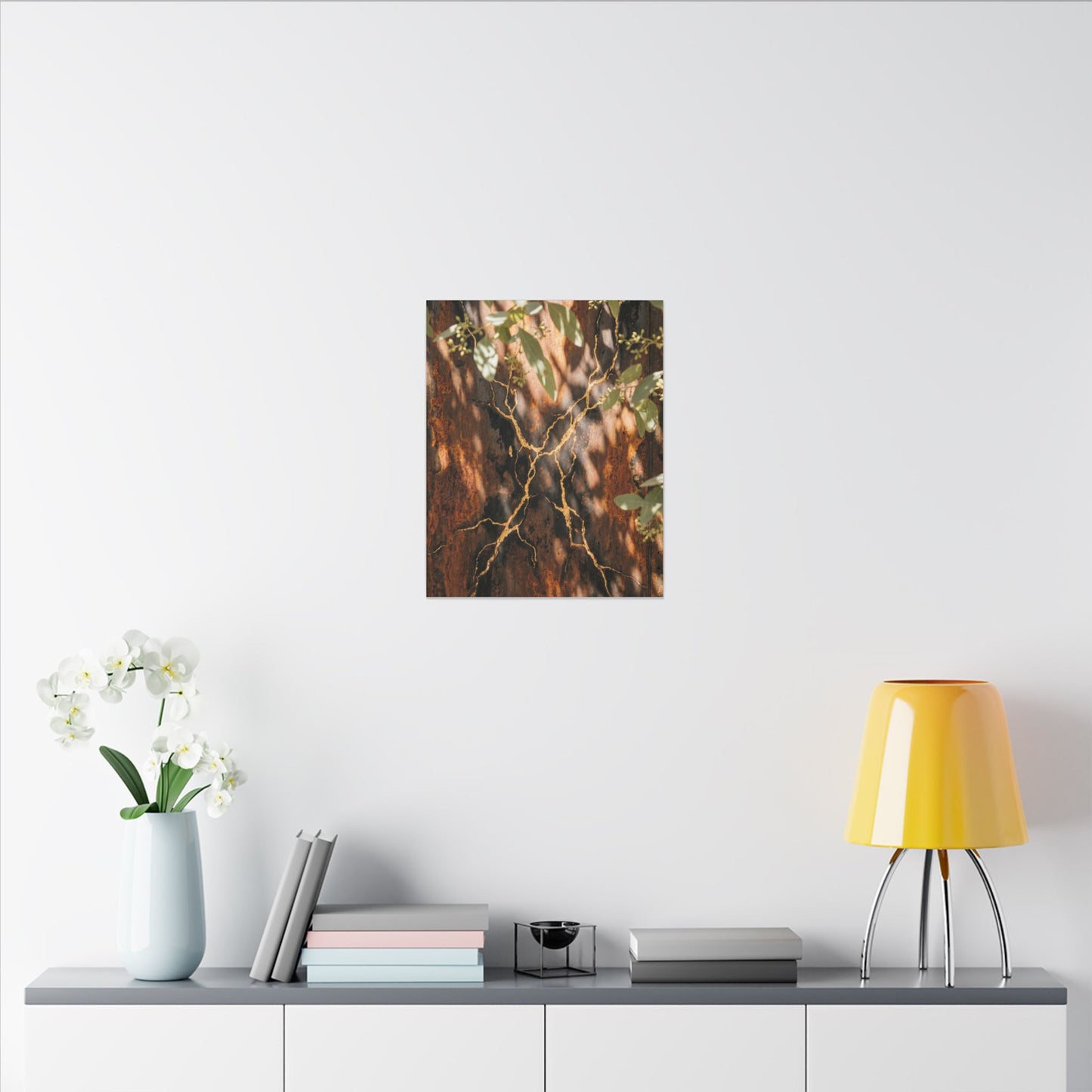 Kanso Rust Patina Canvas Art - Kintsugi Gold Vein