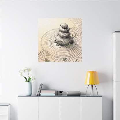 River Stones Spring Canvas Art | Zen Serene Design