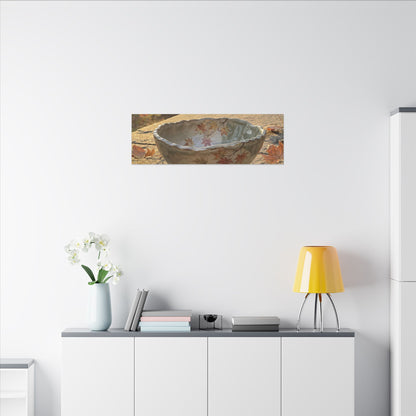 Japandi Ceramic Bowl in Golden Hour | Japanese Pattern Canvas Art