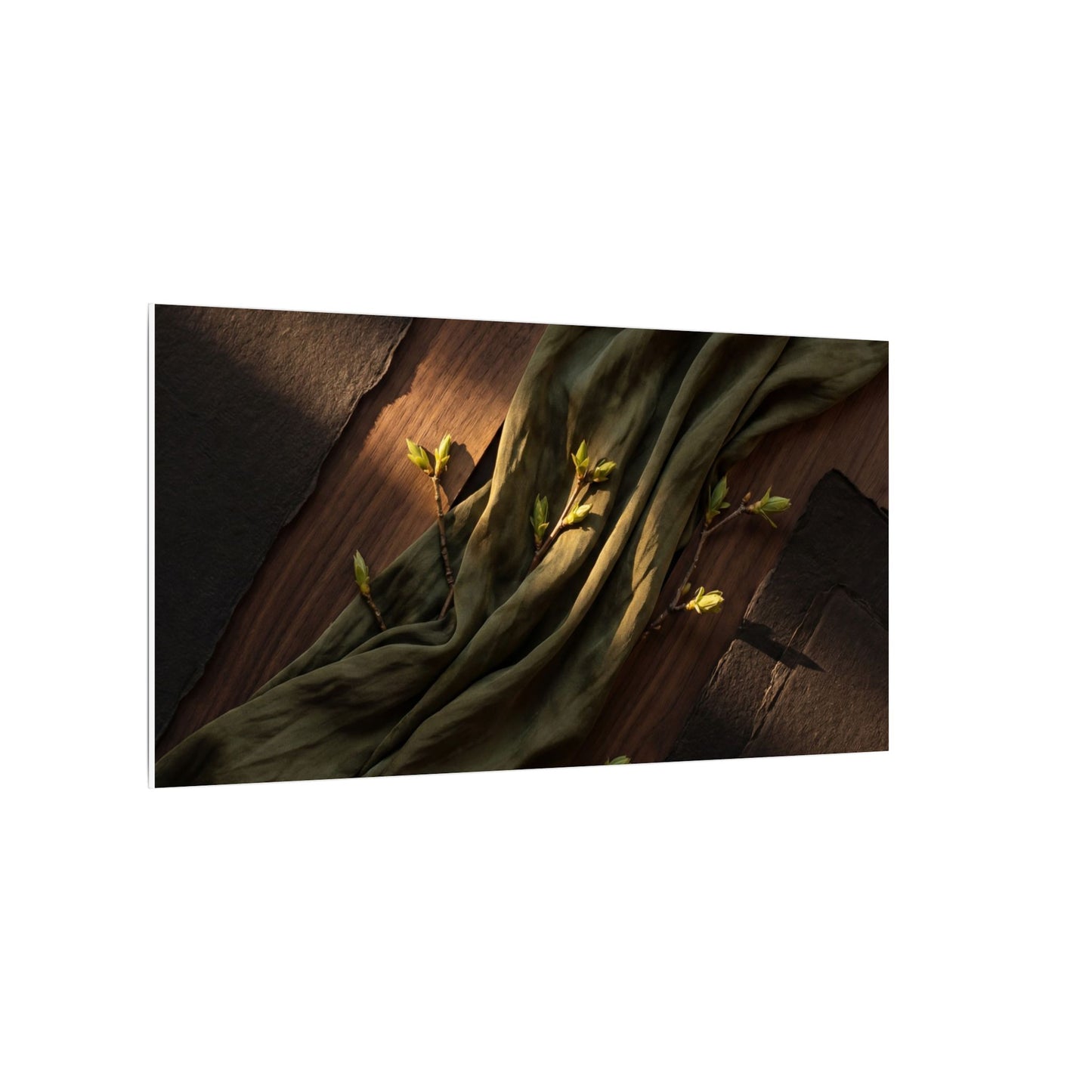 Silk Drape Canvas Art | Spring Dark Japandi Dark Texture Art