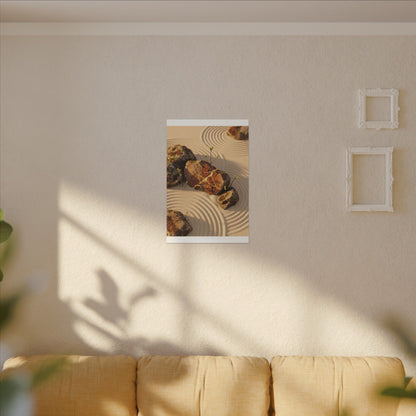 Kanso Rock Garden Canvas Art - Kintsugi Crackle Gold