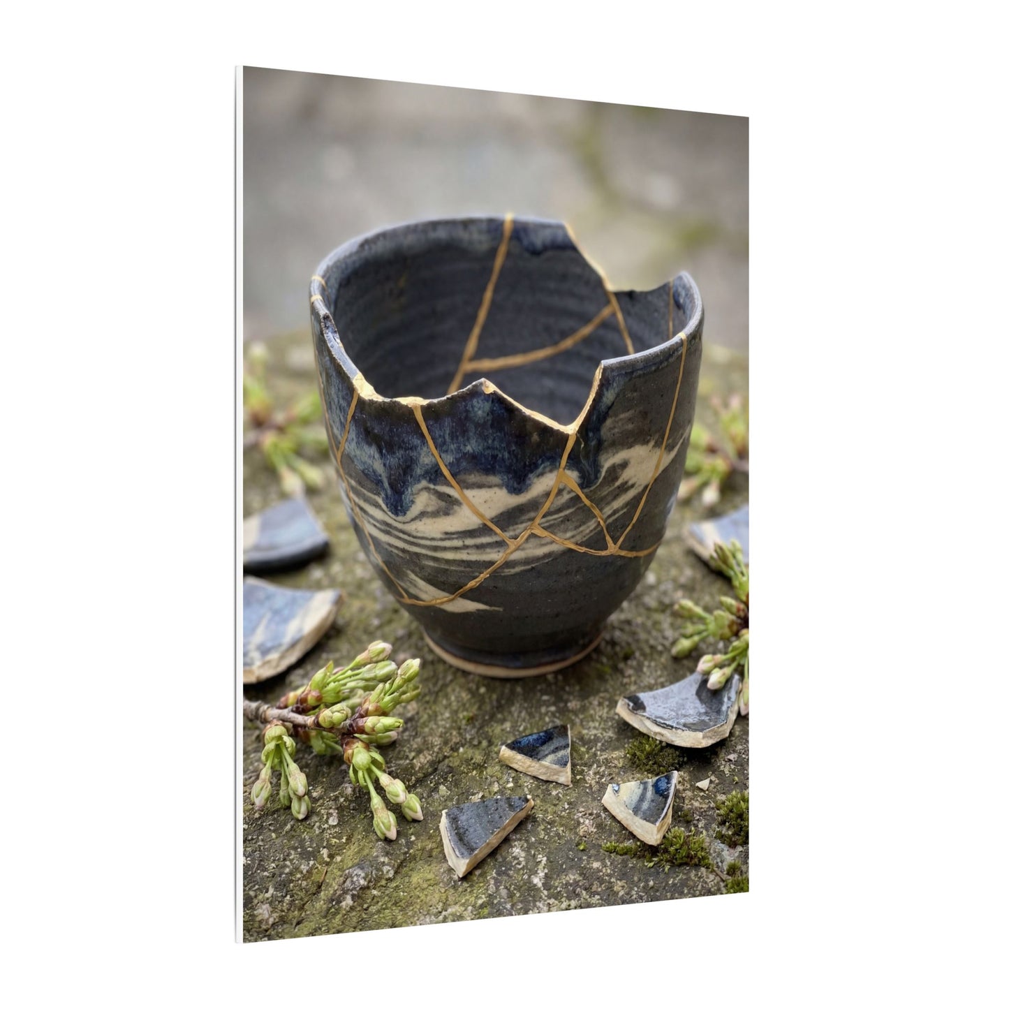 Datsuzoku Ceramic Bowl Canvas Art - Kintsugi Gold Repair