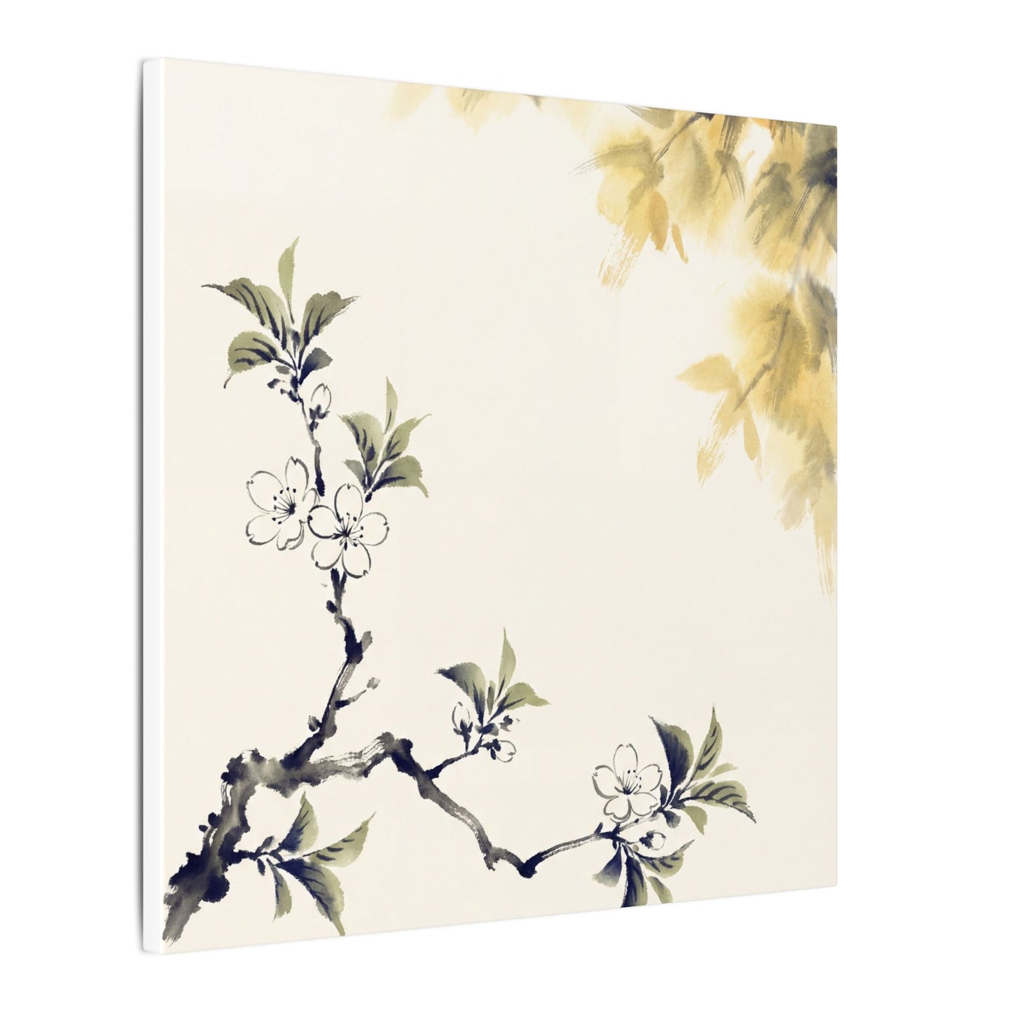 Kanso Cherry Blossom Canvas Art - Zen Sumi E