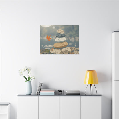 Warm River Stones Canvas Art - Japanese Pattern Japandi