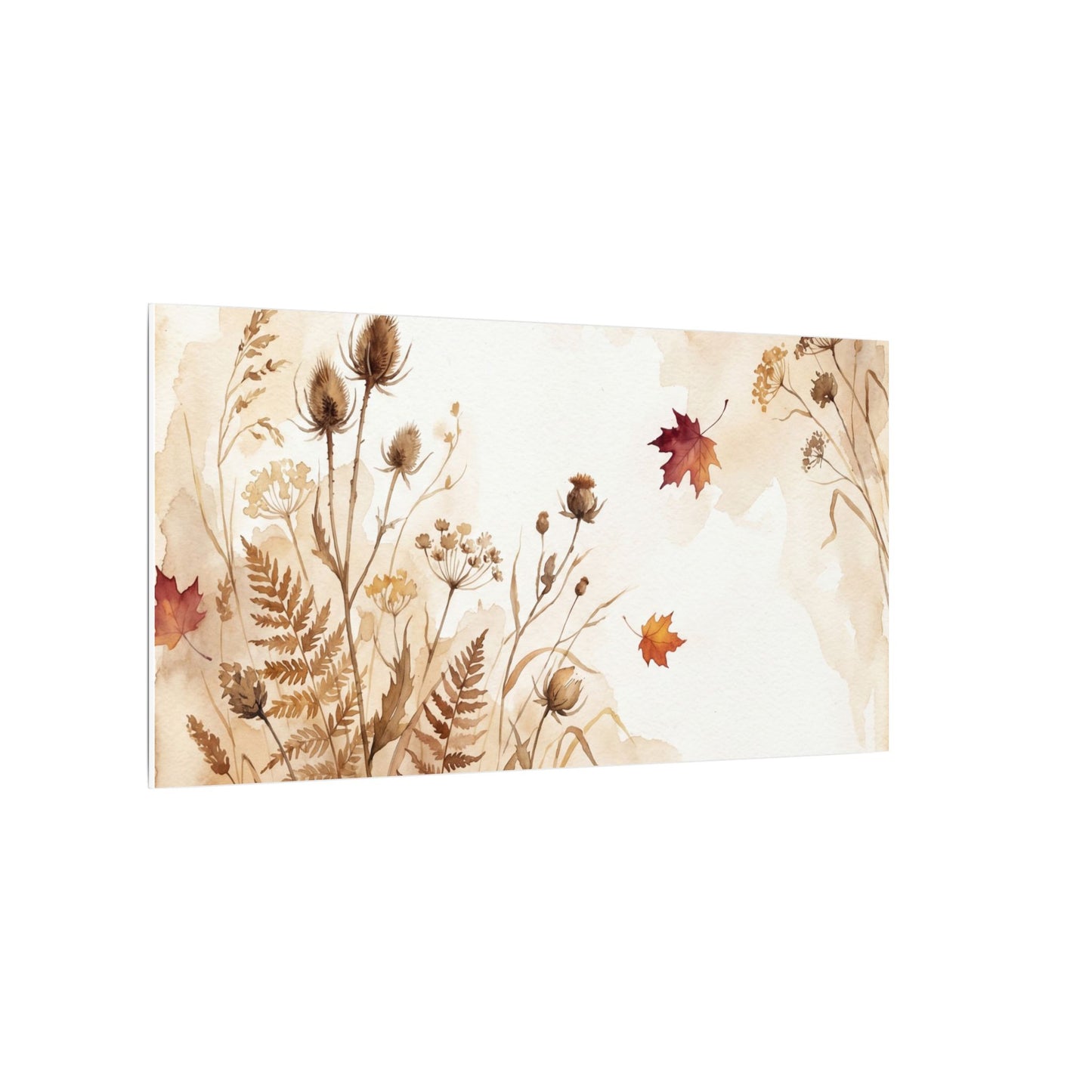 Dried Flowers Canvas Art | Autumn Japandi Watercolor Art