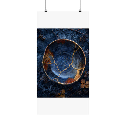Fukinsei Ceramic Bowl Wall Art Print - Kintsugi Crackle Gold