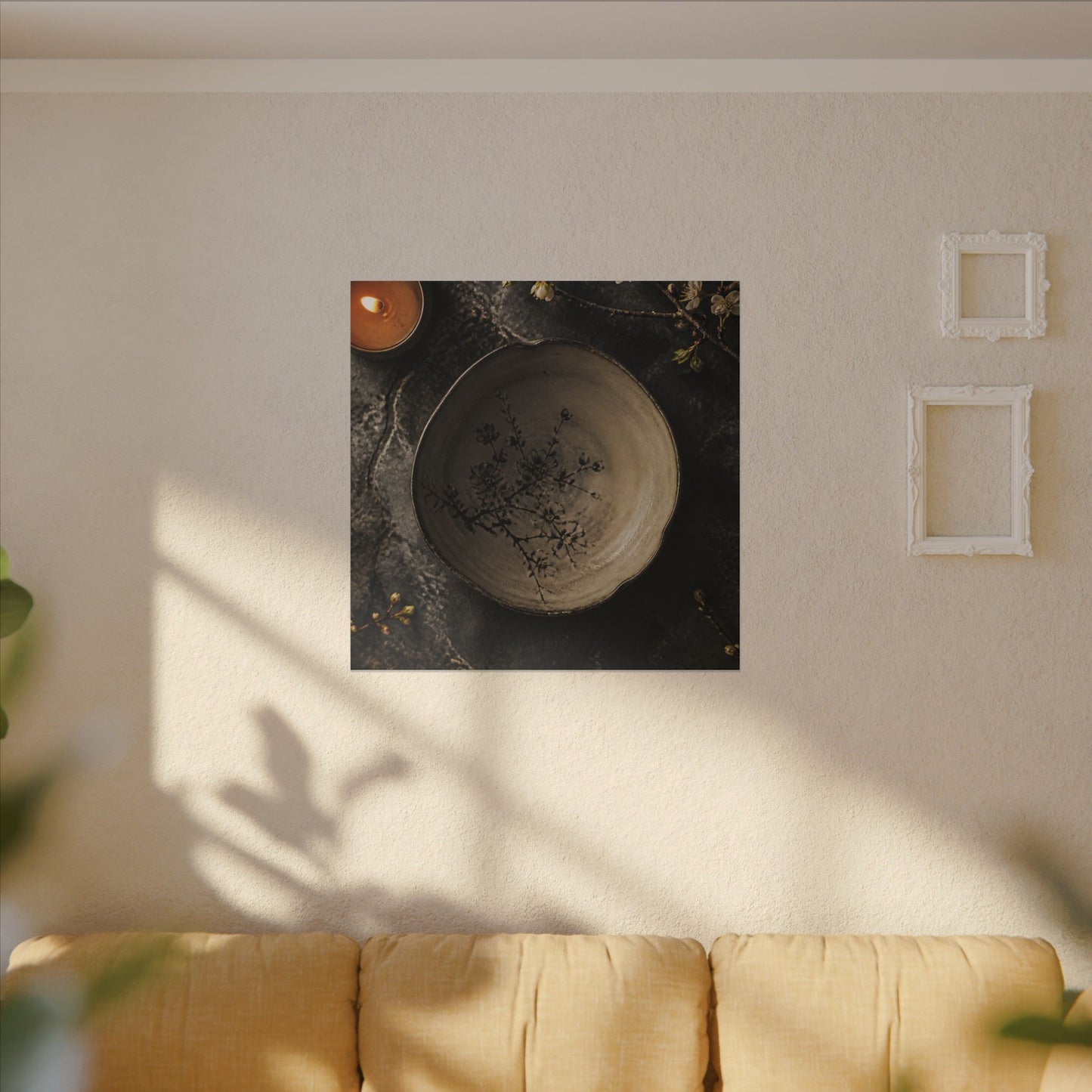 Ceramic Bowl Spring Canvas Art | Japandi Earthy Design