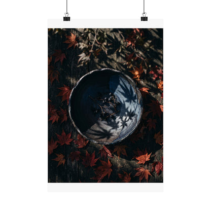 Kanso Ceramic Bowl Wall Art Print - Dark Japandi Shadow Zen