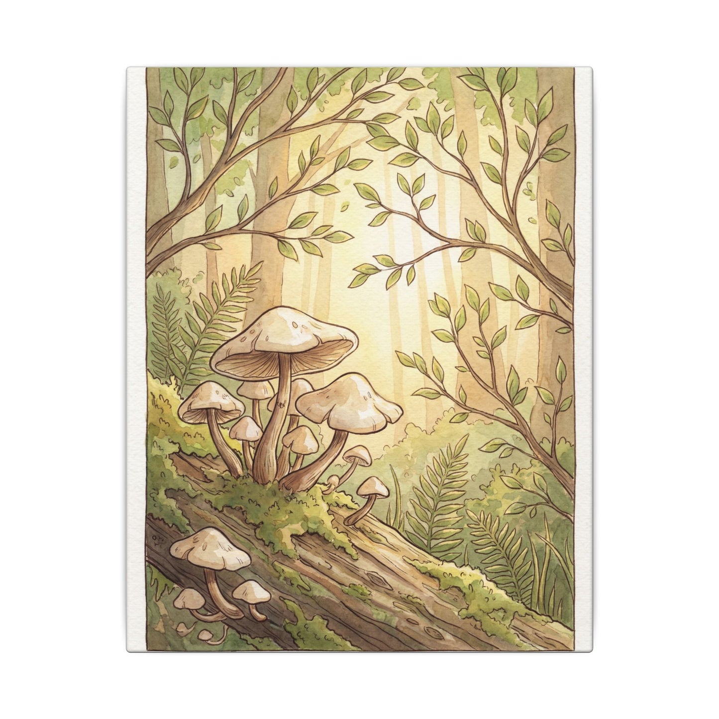 Spring Wild Mushrooms Mushroom Illustration Canvas Art | Cozy Decor