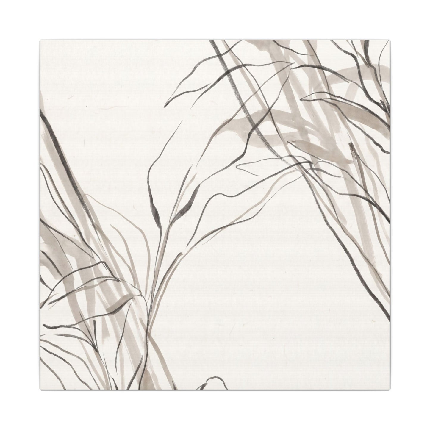 Neutral Shoji Screen Canvas Art - Minimal Line Japandi