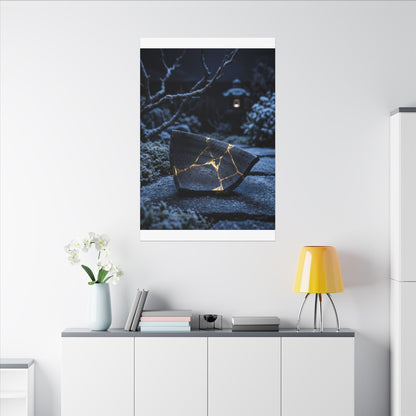 Moonlit Garden Winter Canvas Art | Kintsugi Artful Design