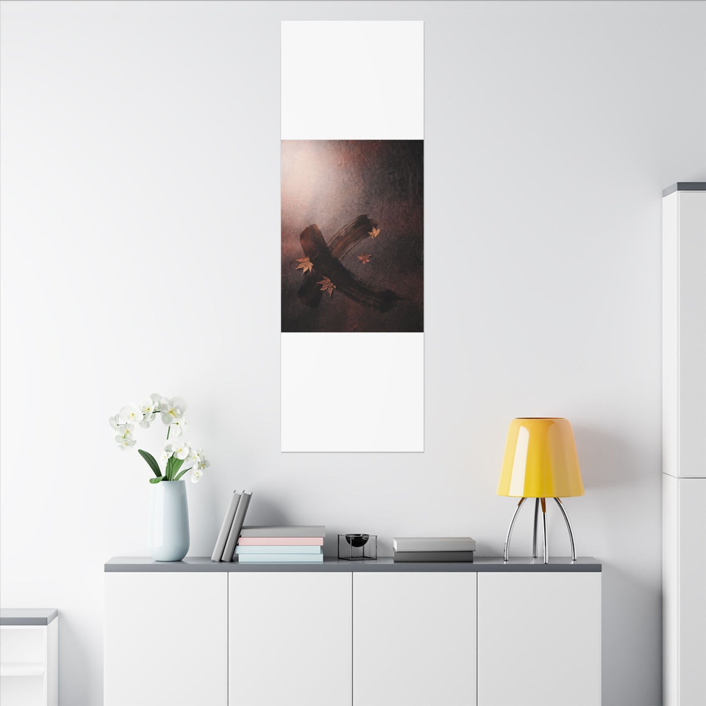 Moody Ink Brushstroke Canvas Art - Moody Minimal Dark Japandi