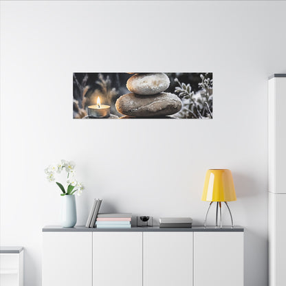 River Stones Canvas Art | Winter Japandi Watercolor Art
