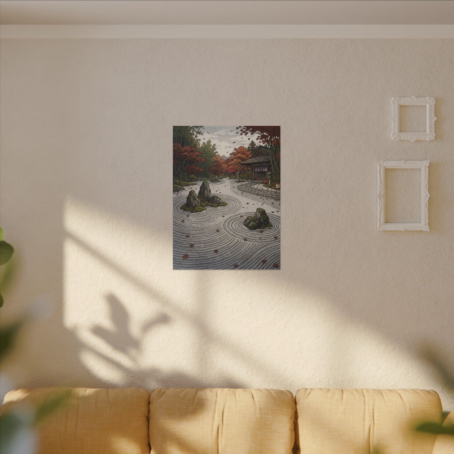 Autumn Rock Garden Ukiyo E Inspired Canvas Art | Peaceful Decor