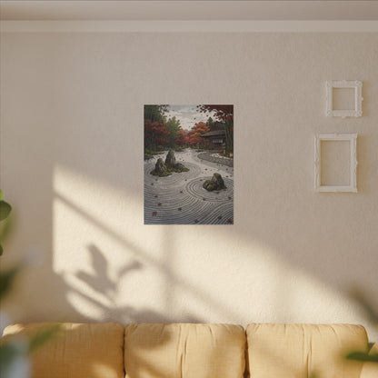 Autumn Rock Garden Ukiyo E Inspired Canvas Art | Peaceful Decor