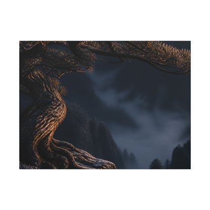 Bold Pine Tree Canvas Art - Shadow Zen Dark Japandi