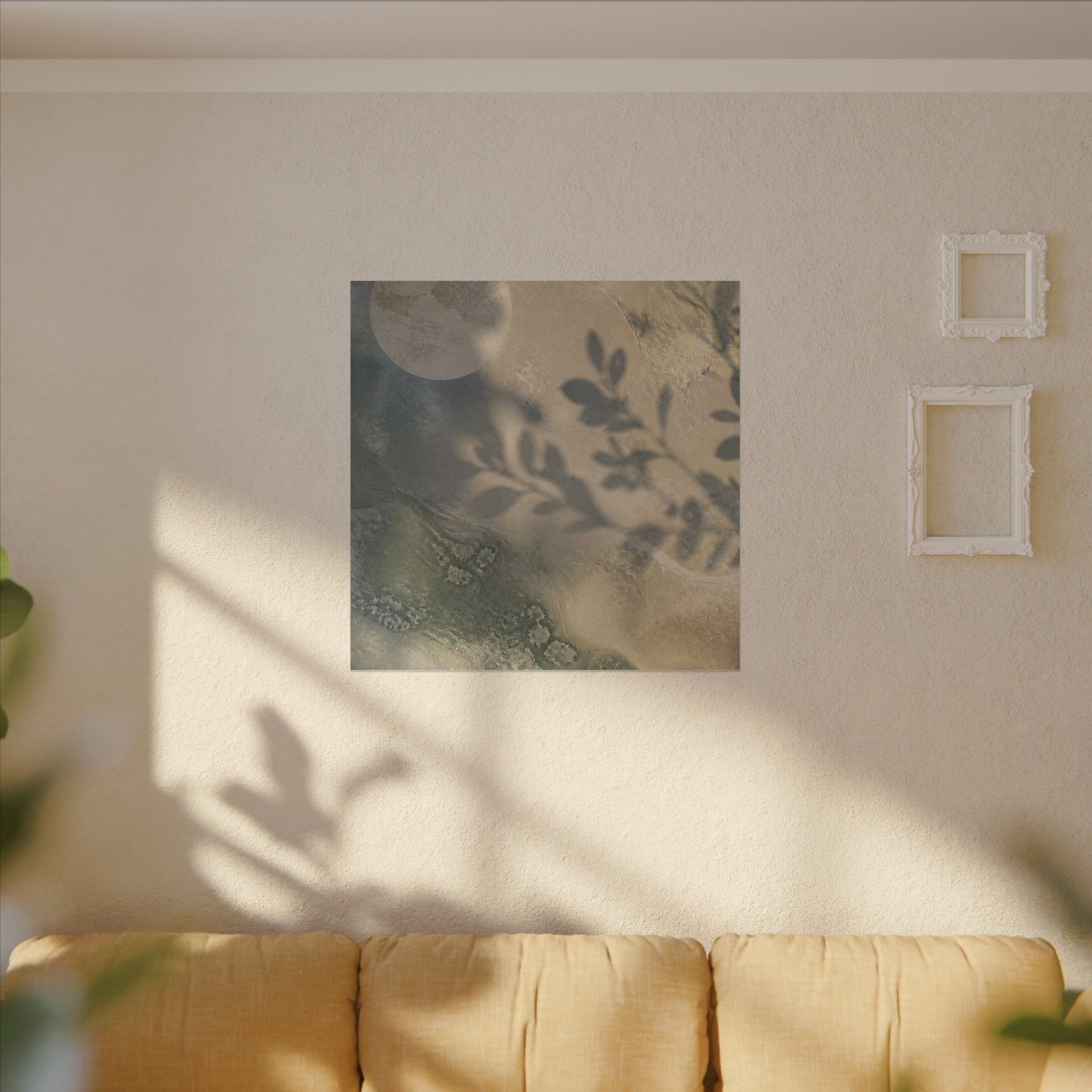Japandi Shadow Play in Moonlight | Texture Canvas Art