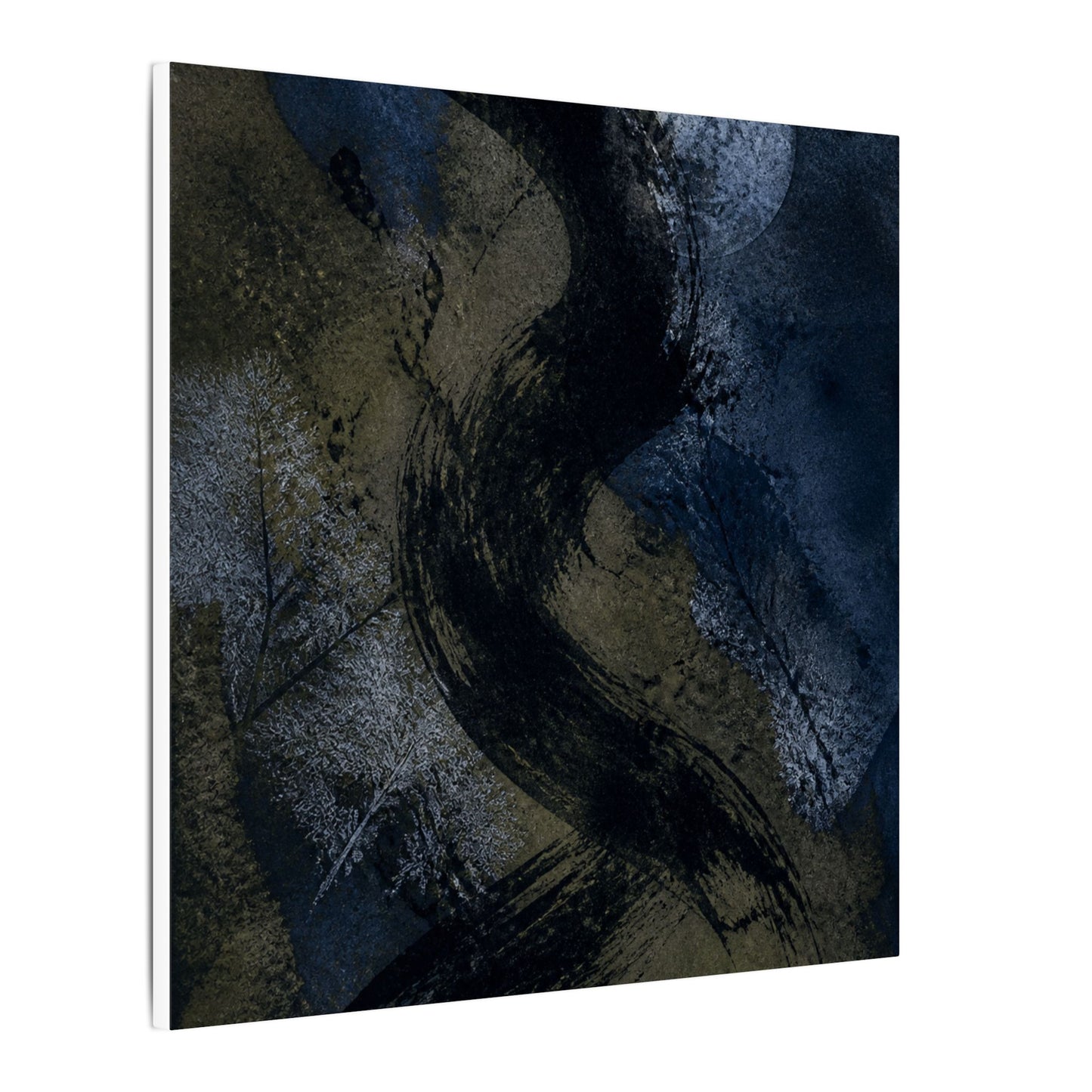 Shibui Ink Brushstroke Canvas Art - Dark Japandi Dark Texture