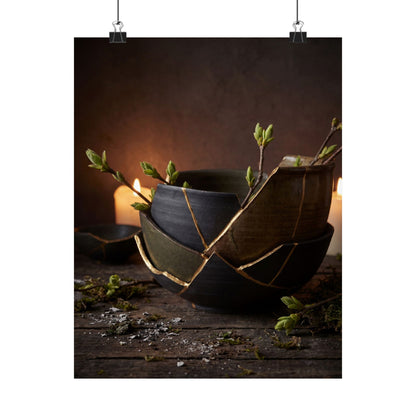 Seijaku Broken Pottery Wall Art Print - Dark Japandi Shadow Zen Art Print