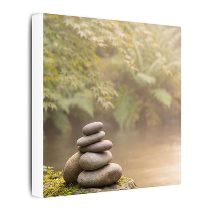 Cozy River Stones Canvas Art - Japanese Pattern Japandi