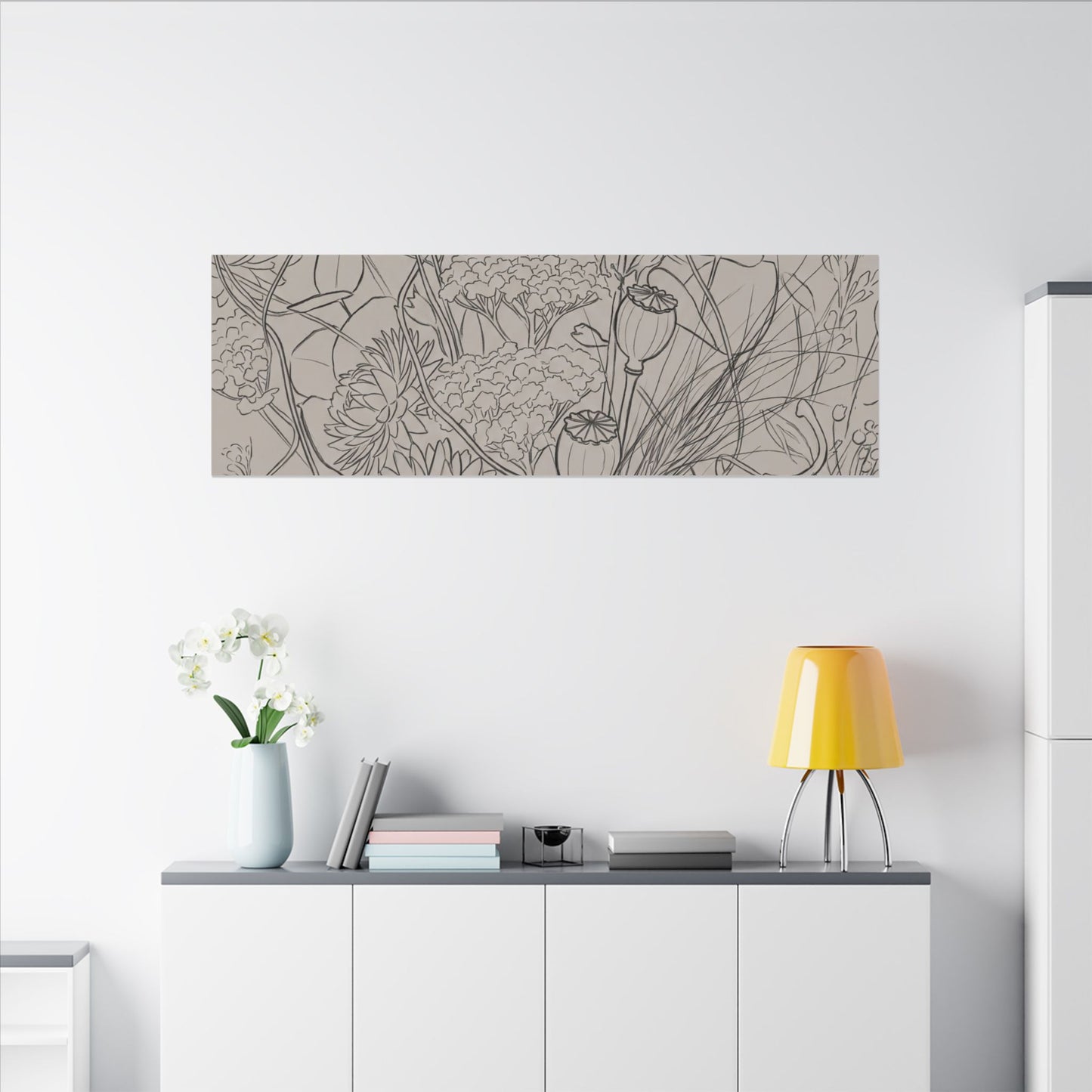 Summer Dried Flowers Minimal Line Canvas Art | Elegant Decor