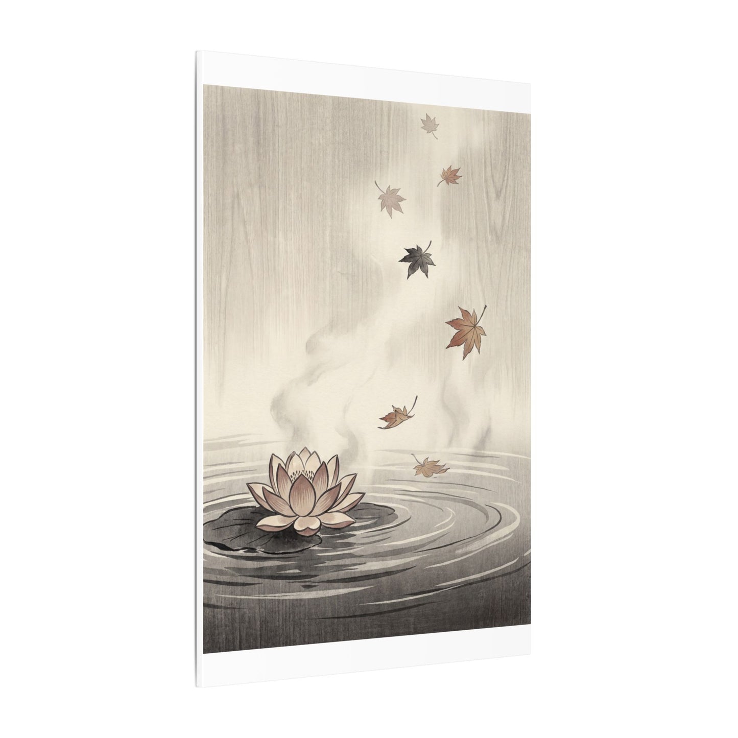 Lotus Flower Canvas Art | Autumn Zen Ukiyo E Inspired Art