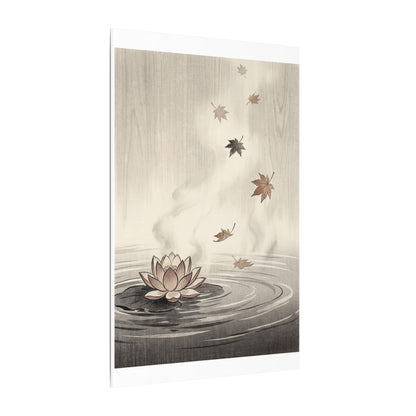 Lotus Flower Canvas Art | Autumn Zen Ukiyo E Inspired Art