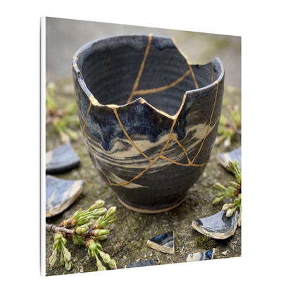 Datsuzoku Ceramic Bowl Canvas Art - Kintsugi Gold Repair