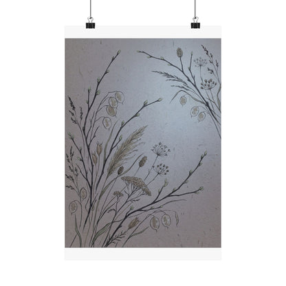 Dried Flowers Wall Art Print | Spring Japandi Japanese Pattern Art Art Print