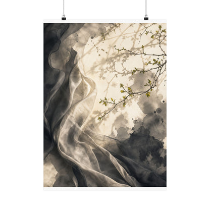 Silk Drape Spring Wall Art Print | Japandi Earthy Design