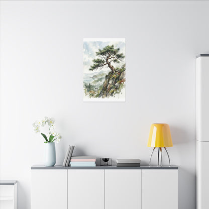 Pine Tree Spring Canvas Art | Japandi Neutral Design