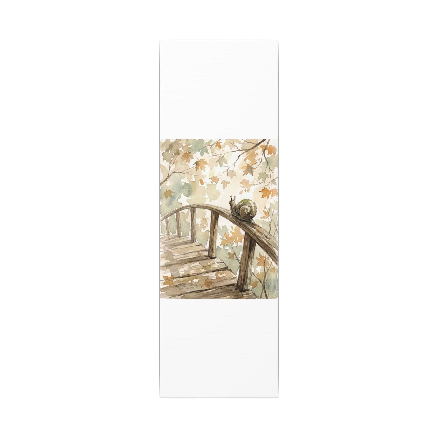 Wooden Bridge Canvas Art | Autumn Japandi Watercolor Art