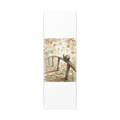 Wooden Bridge Canvas Art | Autumn Japandi Watercolor Art