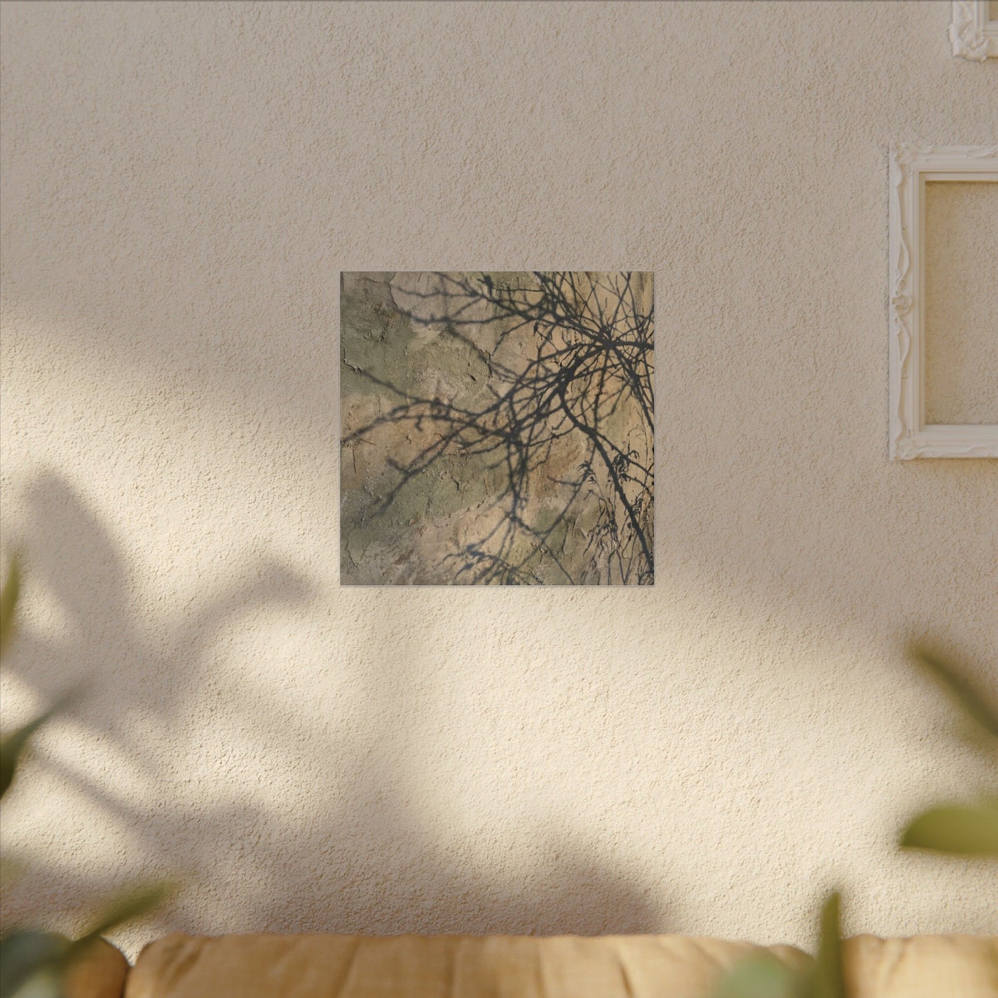 Japandi Shadow Play in Golden Hour | Texture Canvas Art