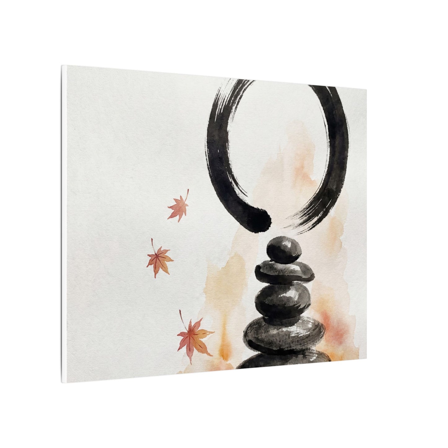 River Stones Canvas Art | Autumn Zen Enso Art