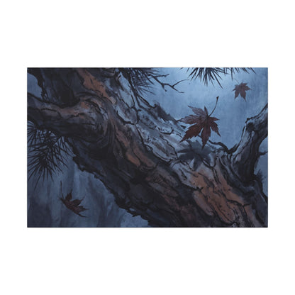 Atmospheric Pine Tree Canvas Art - Shadow Zen Dark Japandi