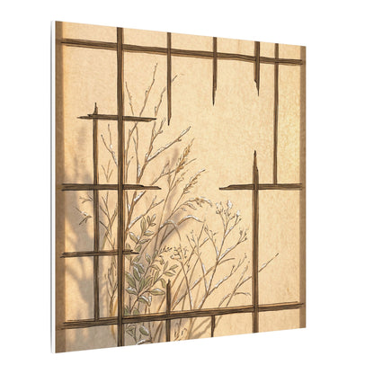 Shoji Screen Canvas Art | Winter Japandi Minimal Line Art