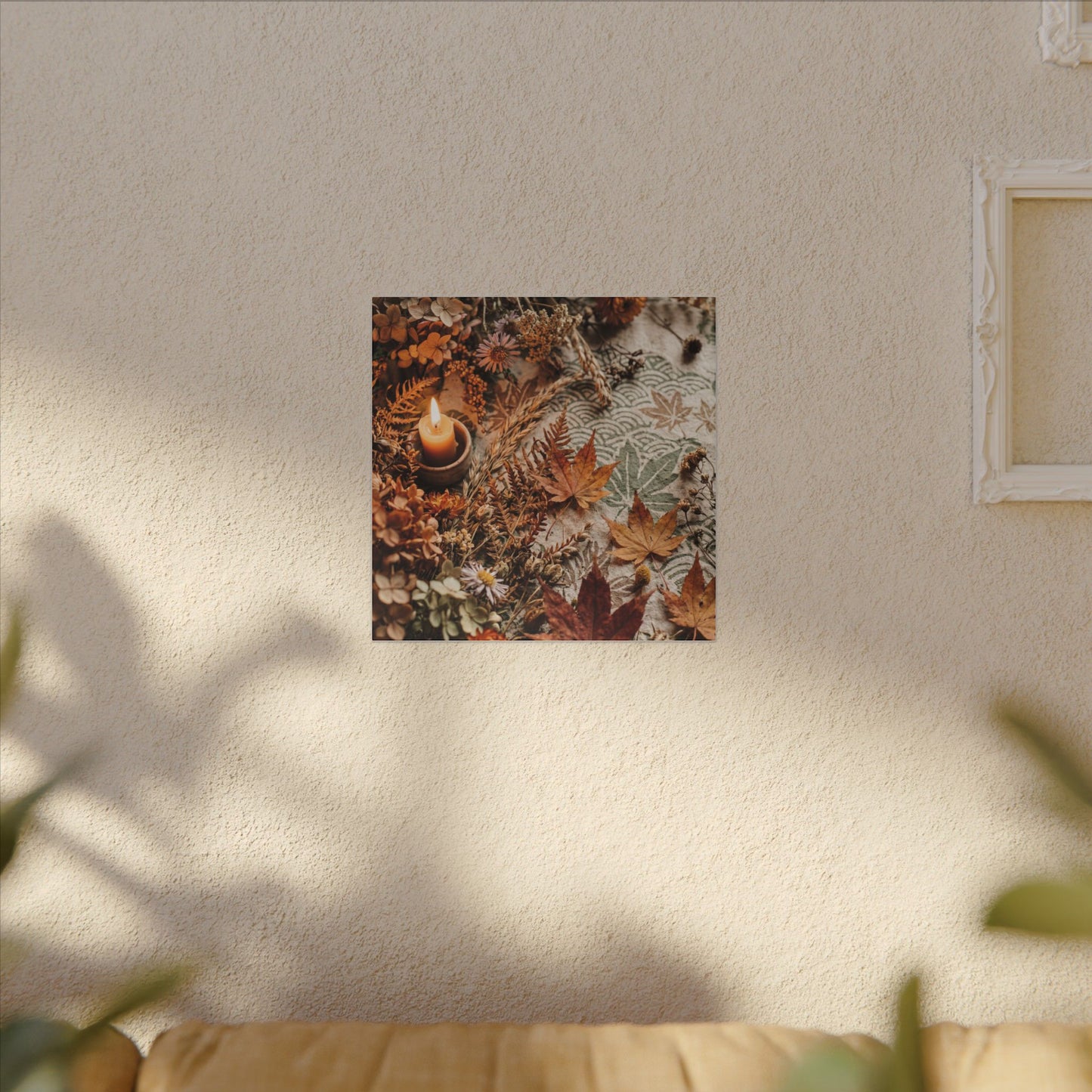 Candlelight Dried Flowers Canvas Art - Japandi Seijaku