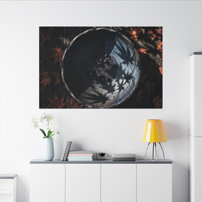 Autumn Ceramic Bowl Shadow Zen Canvas Art | Bold Decor