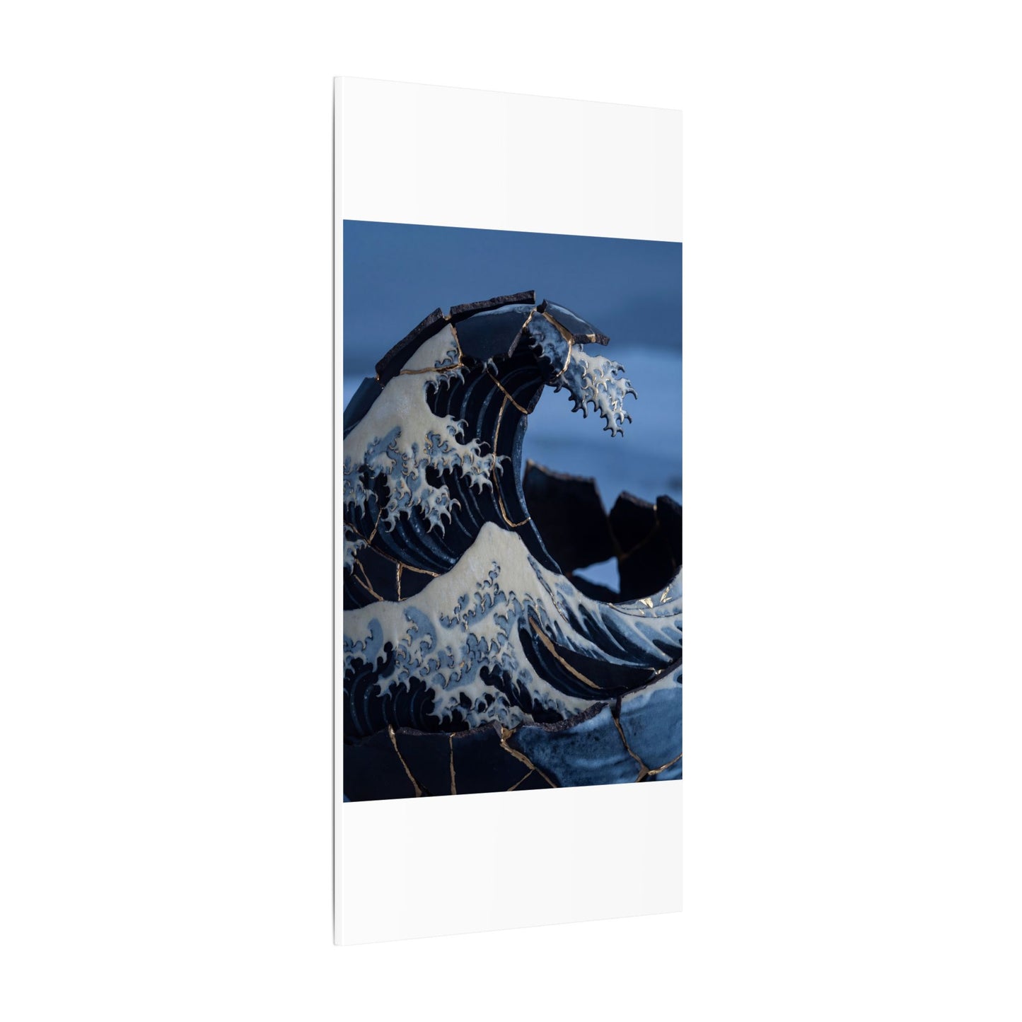 Ocean Wave Canvas Art | Winter Kintsugi Gold Repair Art