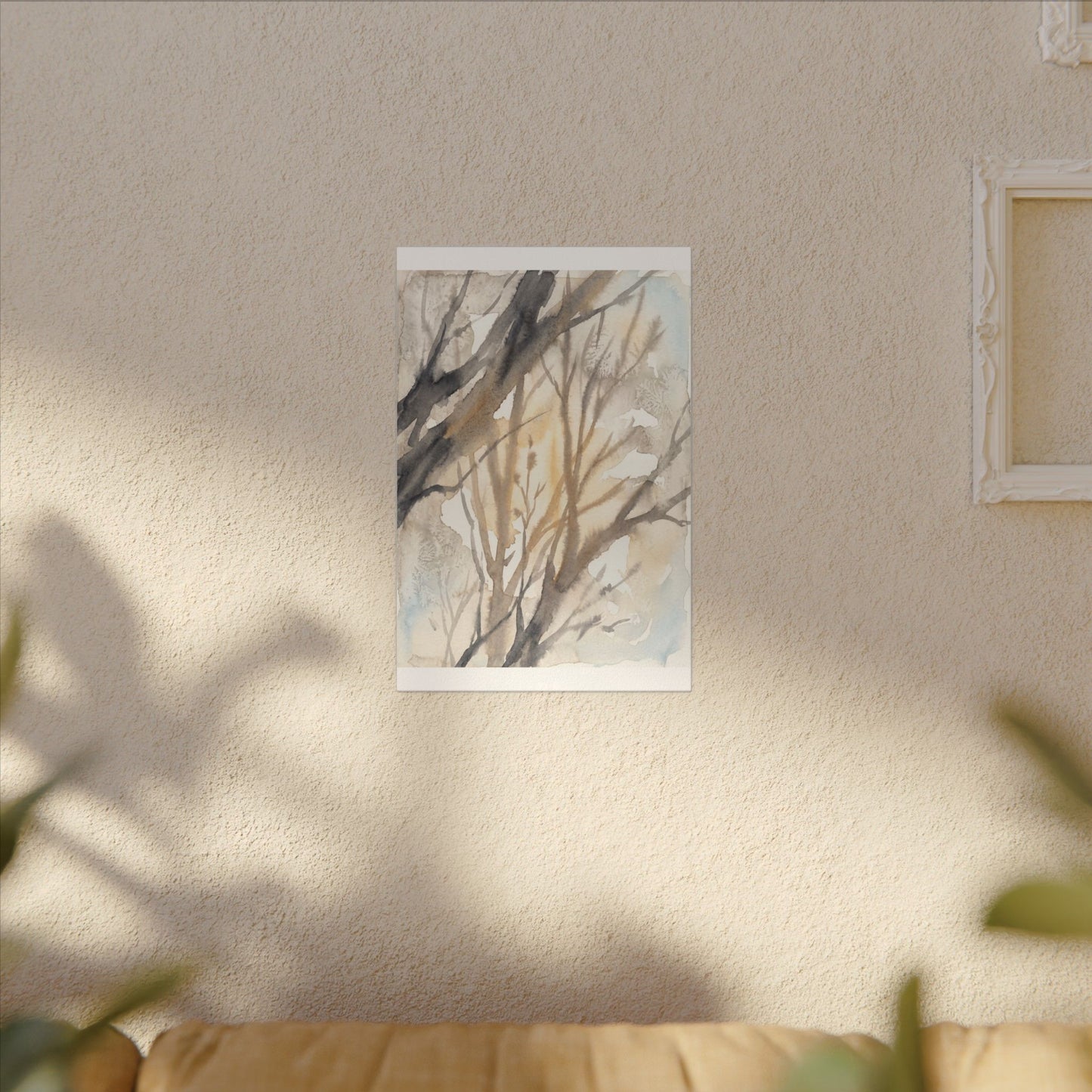Ma Shadow Play Canvas Art - Japandi Watercolor